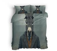 king size duvet cover sets white Mr. Donkey double duvet cover Invisible zip bedding made of breathable microfiber with soft double-sided design for daily comfort