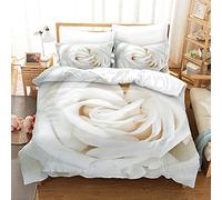 King Size Duvet Cover Sets White Rose Kingsize Bedding Sets,Duvet And Pillow Set,Duvet Sets Soft Bedding Microfiber Fluffy,Bedroom Quilt Cover Set