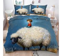 King Size Duvet Cover Sets White Sheep Child, 3D Print Microfibre King Bedding Set for Your Family, Ultimate Comfort Quilt Cover Set 230x220 for Room Decoration Q1462