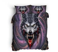 king-size duvet cover sets Wolf Head Blood duvet cover single Ultra-breathable microfiber blanket cover with stylish reversible pattern and concealed zip