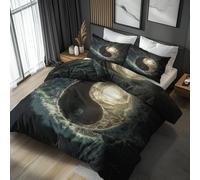 King Size Duvet Cover Sets Yin Yang Tai Chi, Reversible King Size Bedding Sets Japanese Pattern for Bedroom Decor, Soft Microfibre Quilt Cover, 2 Pillowcases, Zip JHDB95