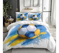King Size Duvet Cover, Soft Microfiber White Graffiti Sports Exercise Football Duvet Cover with 2 Pillowcases and Zipper Closure 230 x 220 cm, Suitable for adults and children