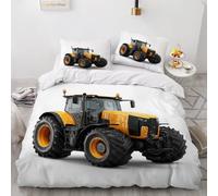 King Size Duvet Cover Tractor King Sized Quilt Cover and 2 Pillowcases 50x75 cm with Zipper Toy Car Kids Teen Boys and Girls Bedding Set