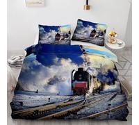 King Size Duvet Cover train Duvet Cover with Zipper Closure Microfiber Soft Breathable Quilt Cover 94.5x86.7 inch + 2 Matching Pillowcases 19x29 inch, for Adults Teenagers