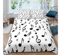 King Size Duvet Cover White Notes Duvet Cover with Zipper Closure Microfiber Soft Breathable Quilt Cover 94.5x86.7 inch + 2 Matching Pillowcases 19x29 inch, for Adults Teenagers