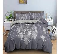 King Size Duvet Set Feathers Bedding Set with Zipper Closure Breathable Hypoallergenic Microfiber Quilt Cover 90.5"x 86.6"(240x220 cm) + 2 Pillowcases 19.7"x 29.5"(50x75 cm)