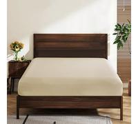 King Size Egyptian Cotton Fitted Sheets 600 Thread Count 16" Deep Pocket, Shrinkage & Fade Resistant-Easy Care (1 Pack King Fitted Sheet, Beige)