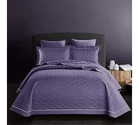 King Size Embossed Quilted Bedspreads Reversible Cotton Comforter Bed Cover & Coverlets Solid Color Easy Care Bedding Sets 3 Piece Lightweight Decorative Quilt Bed Throws,Purple,245 * 250cm