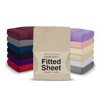 King Size Fitted Sheet - 150 x 200 cm with 30cm Deep Pocket, Soft Brushed Microfibre, Wrinkle-Free, Easy Care, Fade & Shrink Resistant by MAGNA COLLECTION (Beige, King)