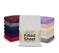 King Size Fitted Sheet - 150 x 200 cm with 30cm Deep Pocket, Soft Brushed Microfibre, Wrinkle-Free, Easy Care, Fade & Shrink Resistant by MAGNA COLLECTION (White, King)
