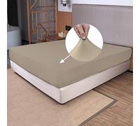 King Size Fitted Sheet Only - 4-Way Stretch Knit, Snug Fit, Wrinkle Free & Stay in Place, No More Slipping Off for Mattress, Soft & Comfortable - Taupe, King