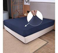 King Size Fitted Sheet Only, Bed Sheets - 4-Way Stretch Knit, Snug Fit, Wrinkle Free & Stay in Place, No More Slipping Off for Mattress, Soft & Comfortable - Navy Blue, King