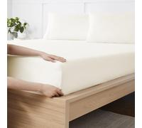 King Size Fitted Sheet Only with Full Elastic & Built in Corner Sheet Straps to Prevent Shifting - Soft & Breathable Brushed Microfiber Bottom Sheet, King, Ivory