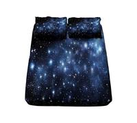 King Size Fitted Sheet Space Theme Starry Sky Universe, Microfibre Bedding Sheet 35x75 inch, No Shrinkage and No Pilling, Machine Washable Printed Double Fitted Sheet Dark Blue