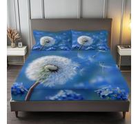 King Size Fitted Sheets -30cm Deep Blue, Photographing Plant Seeds Fitted Sheets, Soft Brushed Microfiber Easy Care Fade Resistant Breathable Bedding Sets with Pillowcases