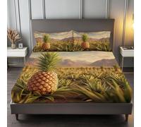 King Size Fitted Sheets -30cm Deep Yellow, Photographing Pineapple Fields Of The Mountains Fitted Sheets, Soft Brushed Microfiber Easy Care Fade Resistant Breathable Bedding Sets with Pillowcases