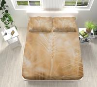 King Size Fitted Sheets Camel Beige Plant Deep Kingsize Fitted Bed Sheets Microfibre Bed Cover Deep Fit Washable Bedsheet Breathable Bedsheets+2 Pillow Cases 50x75cm 180x200+30cm