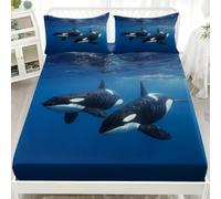 King size Fitted Sheets, Dark Blue Hotel Luxury Breathable Bed Sheet set
