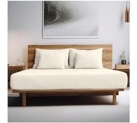 King Size Fitted Sheets Egyptian Cotton- 200 Thread Count Bed Sheet- Shrinkage and Fade Resistant Bedding Sheet- Cream
