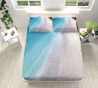 King Size Fitted Sheets Grey Lake Blue Deep Kingsize Fitted Bed Sheets Microfibre Bed Cover Deep Fit Washable Bedsheet Breathable Bedsheets+2 Pillow Cases 50x75cm 180x200+30cm