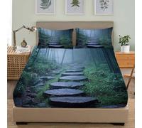 King Size Fitted Sheets Rocks, 3D Fitted Bed Sheet King Size Woodland Deep Pocket 12 inch (30 cm) - Microfibre Fabric Fitted Sheets - Shrinkage and Fade Resistant Bedding - Bottom Sheet S1714