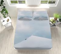 King Size Fitted Sheets White Light Blue Deep Kingsize Fitted Bed Sheets Microfibre Bed Cover Deep Fit Washable Bedsheet Breathable Bedsheets+2 Pillow Cases 50x75cm 160x200+30cm