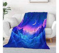 King size Flannel Fleece Throw Blankets Fantasy Starry Sky Soft Cozy Print Throw, Fluffy Fall Blanket Plush Home Decor for Couch Bed Sofa Living Room Bedroom, Blue