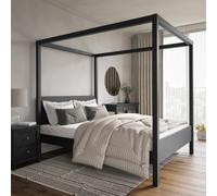 King Size Four Poster Bed Frame in Black - Victoria