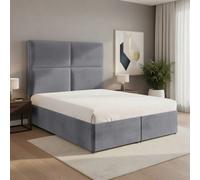 King Size Grey Velvet End Lift Ottoman Storage Bed