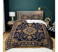 King Size Hypoallergenic Duvet Cover Set, Persian Style Vintage Print Theme Bedding Set, Soft With Zipper Quilt Cover and Pillowcase for Couple Teenager Bedroom