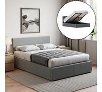 (King Size, Light Grey Linen) Veronica Ottoman Bed Frame Bedroom Storage UKFR