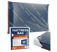 King Size Mattress Bag with Zip for Storage & Moving House - Heavy Duty Opaque Zipped Cover for Long Term Loft & Self Store - Resealable Waterproof Plastic Protector - Strong Reusable Tearproof - 5ft