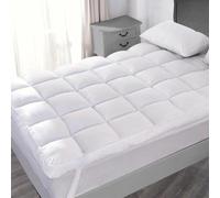 King Size Mattress Topper - 4 Inch (10cm) Extra Deep Microfibre - Super Fluffy & Breathable Hollowfibre Fill - Box Stitched, Elastic Corner Straps - White
