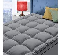 King Size Mattress Topper for Back Pain, Cooling Extra Thick Mattress Pad Cover with 8-21 inch Deep Pocket, Plush Pillow Top Mattress Topper Overfilled with Down Alternative, King Size, Dark Grey