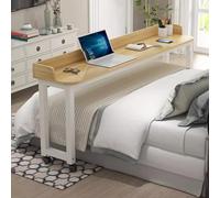 King Size Overbed Table with Wheels 67in Yellow Bed Desk for Easy Mobility Adjustable Over The Bed Laptop Tray Perfect for Home and Office Use