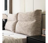 King Size Padded Bed Cover with Removable Anti-Collision Pillowcase Thick Cushions for Bedroom Decor Extra Large (90x50x18cm Khaki) - Comfort & Style