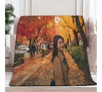 King size Personalised blanket Unique Gifts for Mum, Seoul Park Asian Beauties Soft Flannel Printed Throw Blanket for Bedding Sofa and Travel, Orange Color