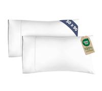 King Size Pillow Cases 2 Pack 50x90 cm - 100% Cotton 400 Thread Count - Open-End Design - Cooling & Breathable - Machine Washable - Hotel Quality Pillow Covers - OEKO-TEX Certified - White