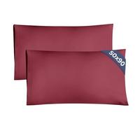 King Size Pillow Cases 2 Pack 50x90cm - Extra Soft Pillowcases, Cooling and Breathable Double Brushed Microfiber, Durable Wrinkle Free, Machine Washable, Hotel Quality Pillow Covers - Burgundy