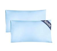 King Size Pillow Cases 2 Pack 50x90cm - Extra Soft Pillowcases, Cooling and Breathable Double Brushed Microfiber, Durable Wrinkle Free, Machine Washable, Hotel Quality Pillow Covers - Light Blue