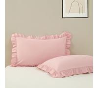 King Size Pillow Cases Set of 2, 20x36 Envelope Closure Pillowcase Pink Ruffle Pillow Cases, Soft Breathable and Non Shrinking Microfiber Pillow Covers Scalloped Pillow Cases