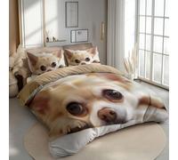 King Size Printed Duvet Cover Set Premium Brushed Microfiber Bedding Set With Zipper Closure Ultrasoft Hypoallergenic Reversible Duvet Covers Non Iron Cream Chihuahua Animal Dog