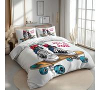 King Size Printed Duvet Cover Set Premium Brushed Microfiber Bedding Set With Zipper Closure Ultrasoft Hypoallergenic Reversible Duvet Covers Non Iron Graffiti Style Hip-Hop Skateboarding