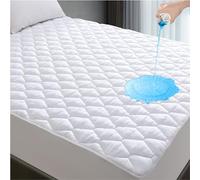 King Size Quilted Fitted Waterproof Mattress Pad, Soft Mattress Protector for King Size Bed, Breathable Mattress Cover with Deep Pocket Stretches up to 18 Inches, White