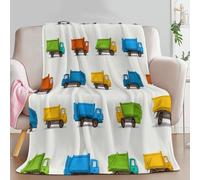 King size Sherpa Fleece Blanket Cartoon Toy Garbage Truck Cream, Non-Shedding, All-season blanket, Cozy Throw for Couch Sofa or Bed - Ideal for Adults Kids Room Décor Gift