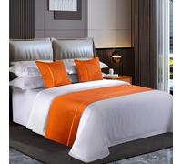 King Size Soft Green Bed Runner & Bedspread - Skin-friendly Bedding Protector, Elegant Home Bedroom Decor, 50x240cm For 1.8m Bed Orange Pillowcase*1 50X50cm