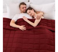 King Size Weighted Blanket for Adults (20 lbs, 80” x 87”, Red) Cooling Heavy Blanket for Sleeping Perfect for 190-210 lbs, Breathable Blanket for Adults & Couple All Season, Machine Washable