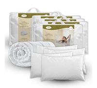 King Size Winter Duvet With 4 Pillows - 220 x 230 cm Microfiber Duvet Quilt, 13.5 Tog Winter Duvet,Soft Cotton Cover, Hollowfibre Filling Quilt & 4 Deluxe Superfirm Pillows. Machine washable.