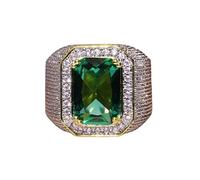 King Solomon's Ring of Eternal Powers, 925 Sterling Silver Ring of Solomon, Pagan Amulet Jewelry for Men, Personality with Diamond King Ring Jewelry for Men Women (Green Energy, 11)