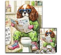 King Spaniel Go Toilet Jigsaw Puzzles 1000 Pieces for Adults Jigsaw Puzzles Perfect for Family Gatherings, Birthdays, Holidays 26X38CM/10.23x14.96inch